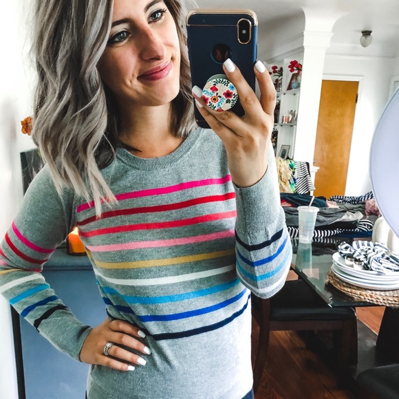 GAP Grey Multicolor Striped Sweater XS - Picture 6 of 8